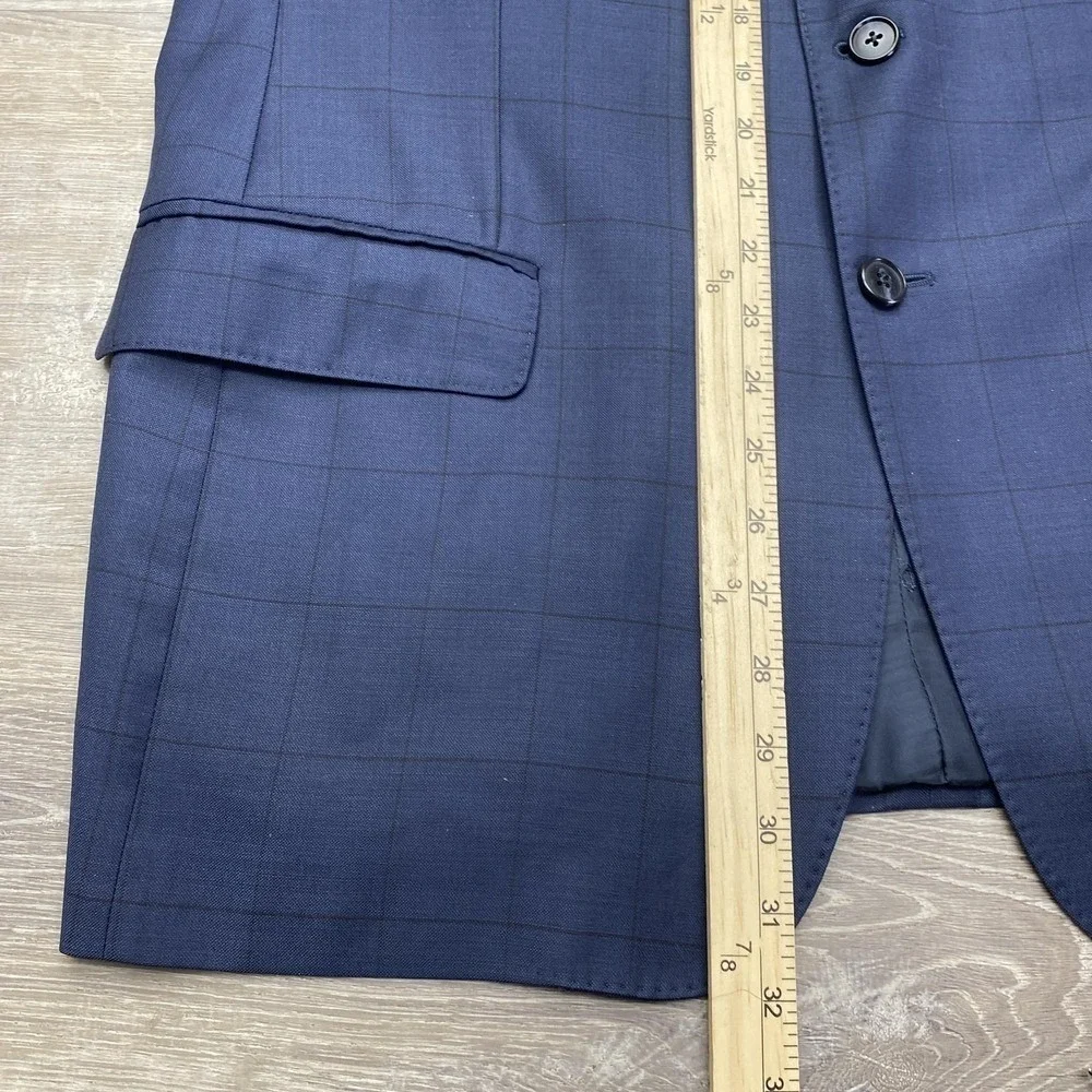Jos A Bank Suit Jacket 41R Mens Blue‎ Check Wool Reserve Cerruti Tailored Fit